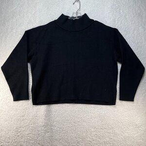 Anthropologie Maeve Sweater Womens Size XS Black Mock Neck Short Body Sweater